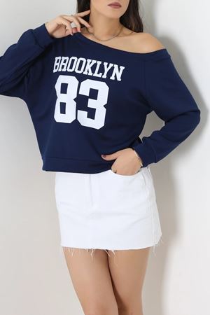 Kadın Oysho Baskılı Sweatshirt Lacivert