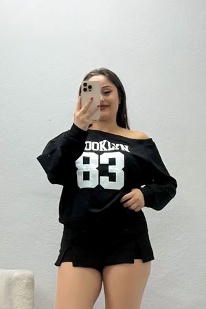 Kadın Oysho Baskılı Sweatshirt Siyah