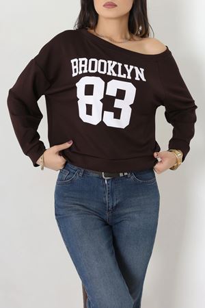 Kadın Oysho Baskılı Sweatshirt Kahve