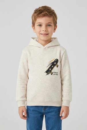3 İplik Kapşonlu Çocuk Sweat Bej Model TV-99610