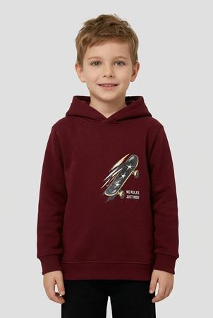3 İplik Kapşonlu Çocuk Sweat Bordo