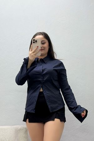 Kadın Poplin Kumaş Fit Gömlek Koyulaci