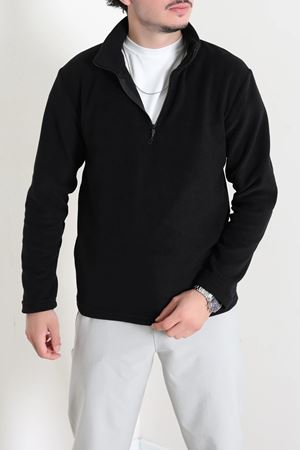 Yarım Fermuarlı Polar Erkek Sweat Siyah