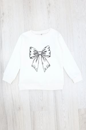 3 iplik Bisiklet Yaka Baskılı Çocuk Sweat Ekru