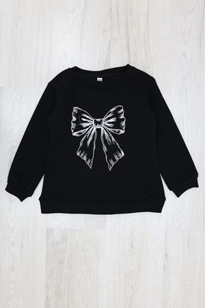 3 iplik Bisiklet Yaka Baskılı Çocuk Sweat Siyah