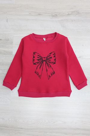 Bisiklet Yaka Baskılı Çocuk Sweat Fuşya