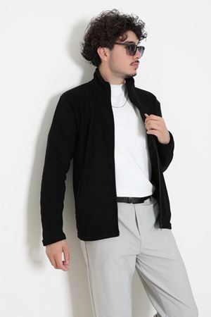 Polar Tam Fermuarlı 3 Cepli Erkek Outdoor Sweat Siyah