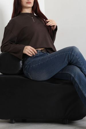 Kadın Penye Kimono Kol Sweat Açık Kahve