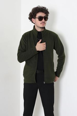 Polar Tam Fermuarlı 3 Cepli Erkek Outdoor Sweat Haki