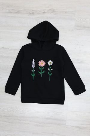3 İplik Kapşonlu Çocuk Sweat Siyah