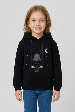 3 İplik Kapşonlu Çocuk Sweat Siyah Model TV-99806
