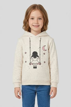 3 İplik Kapşonlu Çocuk Sweat Bej Model TV-99776