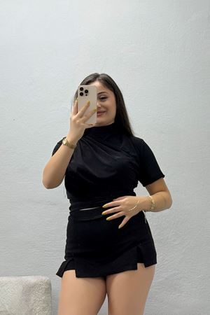 Kadın Kısa Kollu Sandy Bluz Siyah