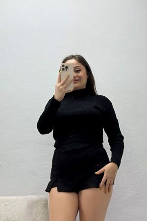 Kadın Yarım Balıkçı Yaka Triko Siyah
