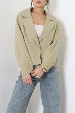 Kadın Tek Düğme Balon Kol Blazer Ceket Açıkhaki
