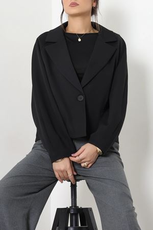 Kadın Tek Düğme Balon Kol Blazer Ceket Siyah