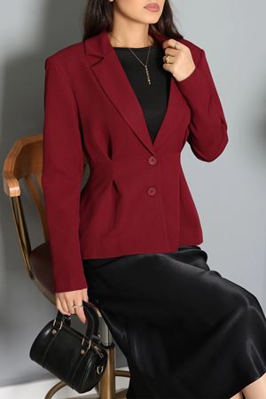 Kadın Pens Detay Blazer Ceket Bordo
