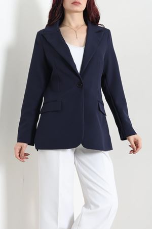 Kadın Dabıl Kumaş Blazer Ceket Lacivert