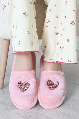 Kadın Yumoş Kalpli Terlik Pembe