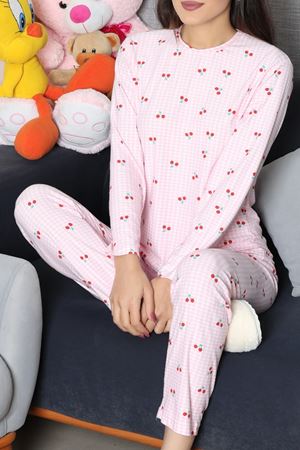 Kadın Süet Alt Üst Aynı Pijama Takımı Pembekiraz