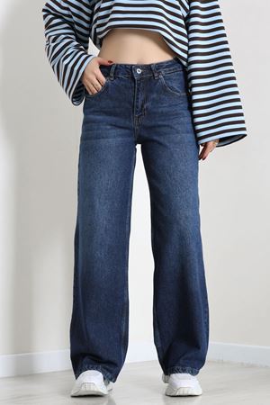 Kadın Wide Leg Kot Pantolon Koyulaci