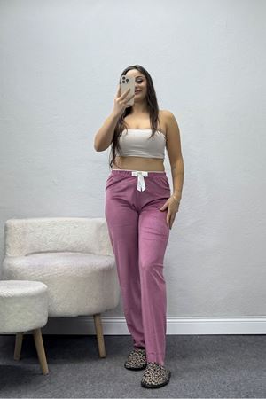 Kadın Fransız Kadife Pijama Altı Gül Kurusu