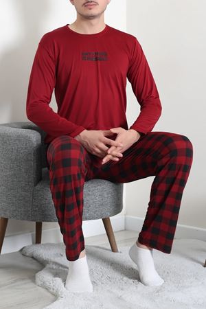 Milan Erkek Pijama Takımı Bordo