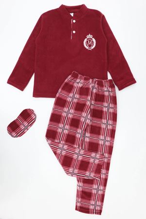 Çocuk 7-10 Yaş Polar Pijama Takımı Bordo