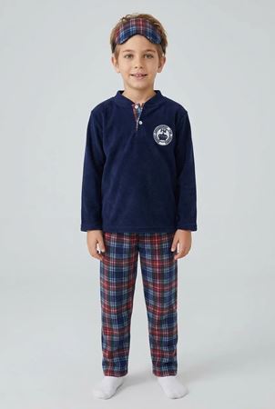 Çocuk 7-10 Yaş Polar Pijama Takımı Lacivert
