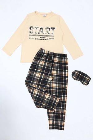 Çocuk 5-9 Yaş Milan Pijama Takımı Bej
