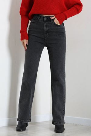 Kadın Straight Kot Pantolon Füme