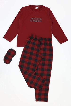 Çocuk 5-9 Yaş Milan Pijama Takımı Bordo