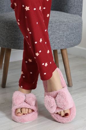 Kadın Fiyonk Detaylı Ev Terliği Pembe