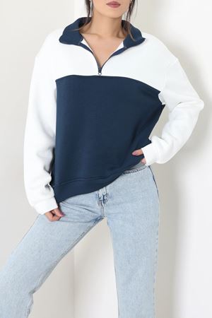 Kadın 3 İplik Yarım Fermuarlı Sweatshirt Ekrulaci