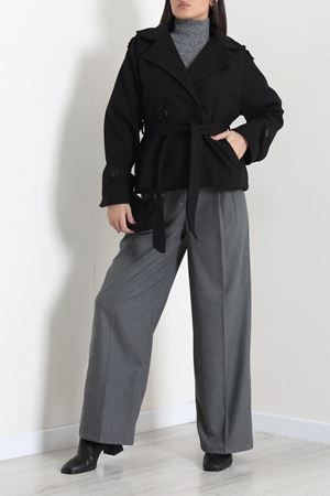 Kadın Astarlı Oversize İthal Kaşe Kaban Siyah