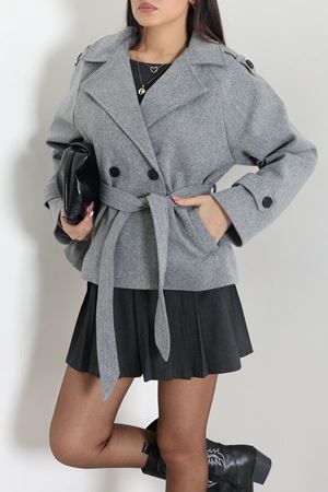 Kadın Astarlı Oversize İthal Kaşe Kaban Gri Model TV-101352