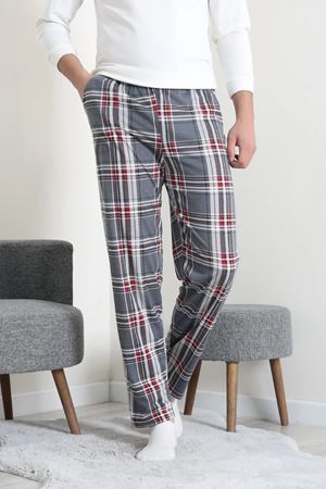 Süprem Cepli Erkek Pijama Altı Gri Kırmızı
