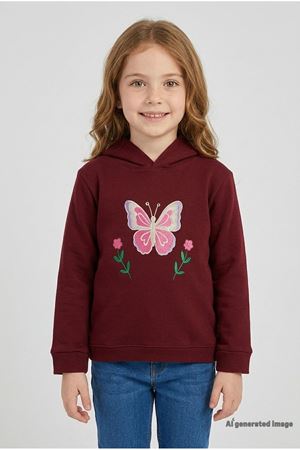 3 İplik Kapşonlu Çocuk Sweat Bordo