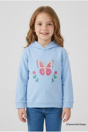 3 İplik Kapşonlu Çocuk Sweat Açıkmavi