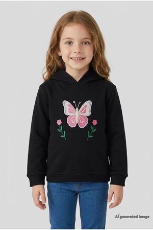 3 İplik Kapşonlu Çocuk Sweat Siyah
