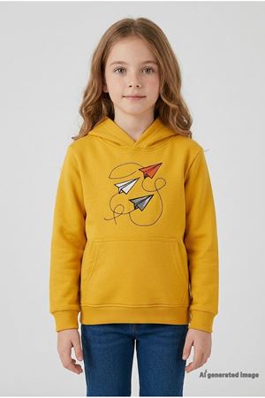 Kanguru Cepli Kapşonlu Çocuk Sweat Hardal Model TV-101410