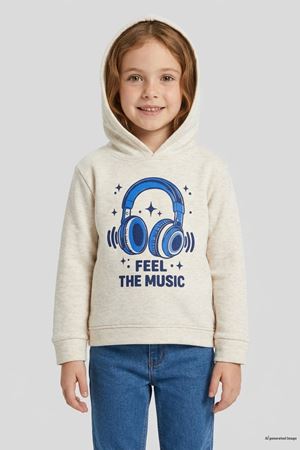 3 İplik Kapşonlu Çocuk Sweat Bejmelanj
