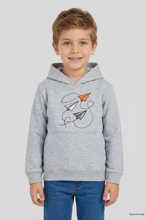 Kanguru Cepli Kapşonlu Çocuk Sweat Gri