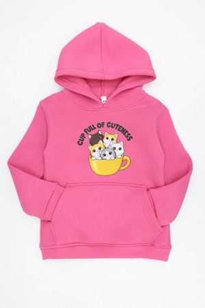 Kanguru Cepli Kapşonlu Çocuk Sweat Pembe Model TV-101199