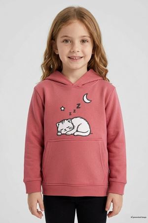 Kanguru Cepli Kapşonlu Çocuk Sweat Gül Kurusu Model TV-101193