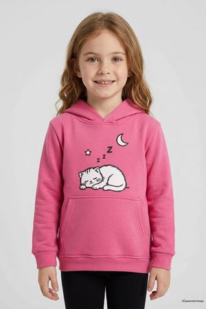 Kanguru Cepli Kapşonlu Çocuk Sweat Pembe Model TV-101204