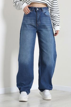 Kadın Baggy Kot Pantolon Koyumavi Model TV-101418