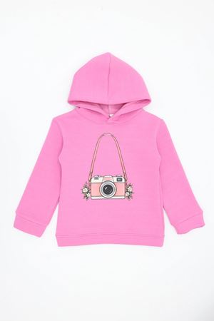 3 İplik Kapşonlu Çocuk Sweat Pembe