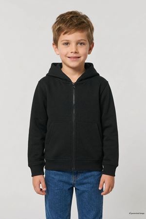 3 İplik Fermuarlı Çocuk Sweat Siyah
