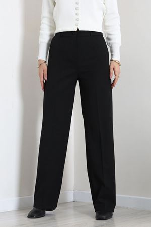 Kadın Gabardin Bol Paça Pantolon Siyah